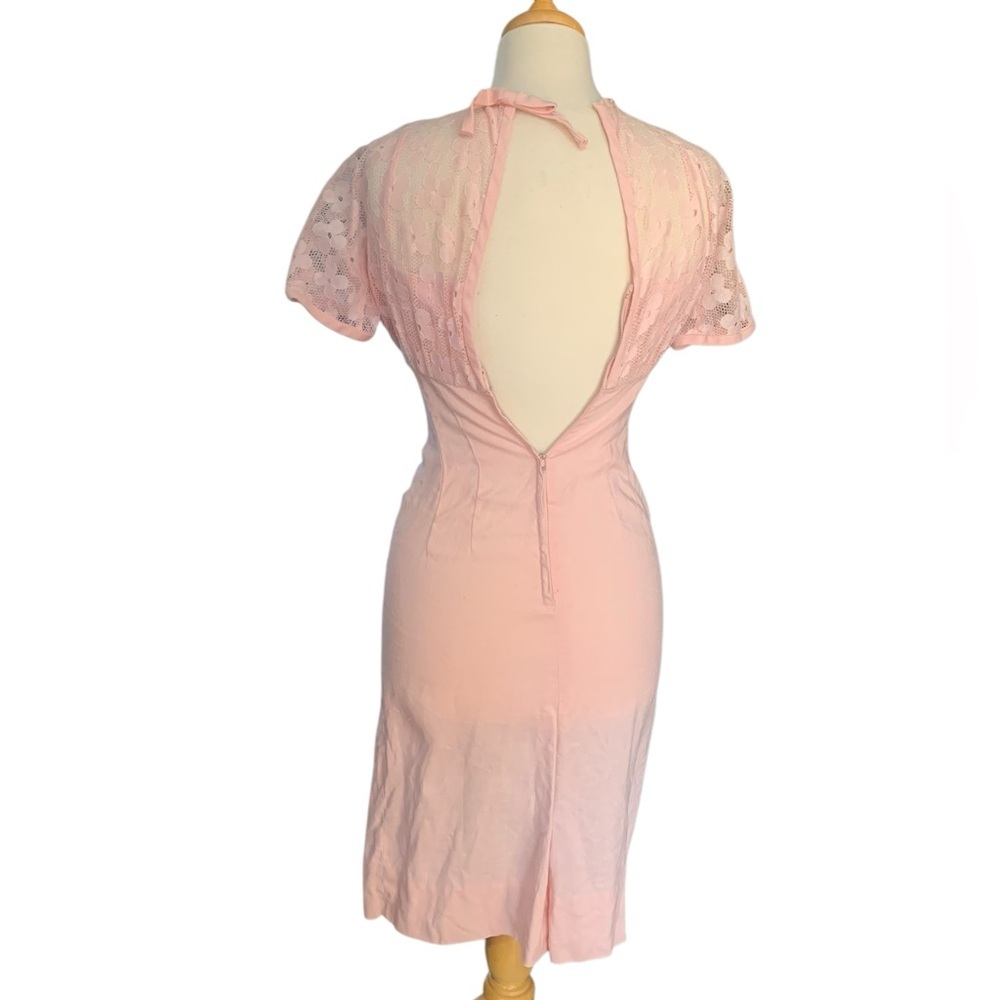 Vintage 50’s/60’s era pink daisy wiggle dress - spring - Picture 3 of 11
